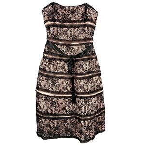 BCBGMaxazria Strapless Black Pink Lace Dress with Tulle Size 4